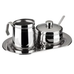 APS 4-tlg. Milch Und Zucker Set In Silber 21 X 14 Cm, H: 7 Cm