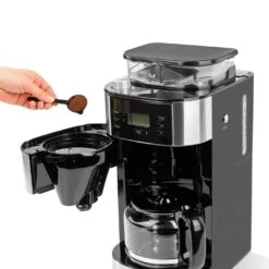 Kaffeemaschine Mit Mahlwerk In Edelstahl/Schwarz - 900W -Küchenzubehör barista kaffeemaschine mit mahlwerk in edelstahl schwarz 900w 3