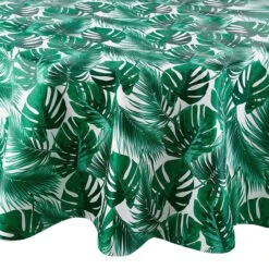Wachstischdecke Monstera Ø 140 Cm WATERPROOF In Dunkelgrün