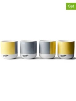 4er-Set: Isolierbecher "Cortado" In Grau/ Gelb - 170 Ml