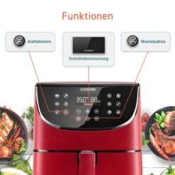 5,5-Liter Heißluftfritteuse Mit Spießregalsatz Rot -Küchenzubehör cosori 5 5 liter heissluftfritteuse mit spiessregalsatz rot 3