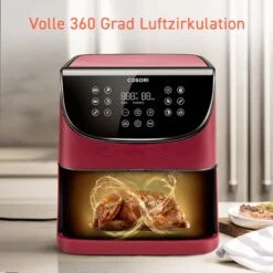 5,5-Liter Heißluftfritteuse Mit Spießregalsatz Rot -Küchenzubehör cosori 5 5 liter heissluftfritteuse mit spiessregalsatz rot 4