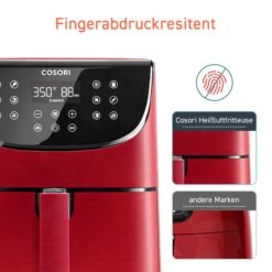 5,5-Liter Heißluftfritteuse Mit Spießregalsatz Rot -Küchenzubehör cosori 5 5 liter heissluftfritteuse mit spiessregalsatz rot 5