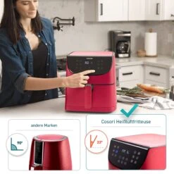 5,5-Liter Heißluftfritteuse Mit Spießregalsatz Rot -Küchenzubehör cosori 5 5 liter heissluftfritteuse mit spiessregalsatz rot 6