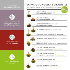 MIXED Geschenkset Teeblumen 6er Box Mit Teekanne 500ml (Grüner/Weißer/Schwarzer) -Küchenzubehör creano mixed geschenkset teeblumen 6er box mit teekanne 500ml gruner weisser schwarzer 2