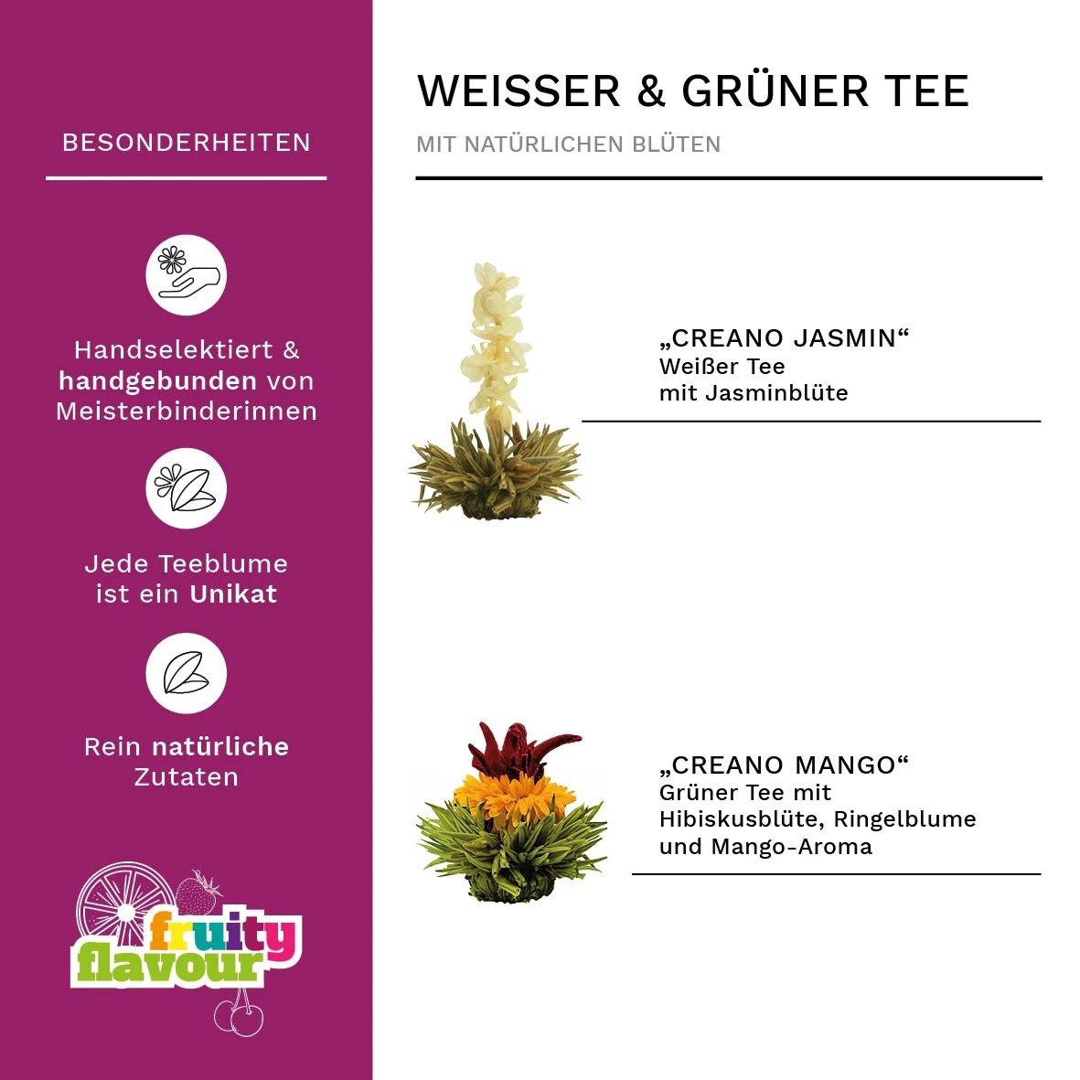 Teekannen-Geschenkset 1x Teekanne 1.0l Inkl. 2 Teeblumen Grüner + Weißer Tee 6 Teekannen-Geschenkset 1x Teekanne 1.0l Inkl. 2 Teeblumen Grüner + Weißer Tee – Bild 4
