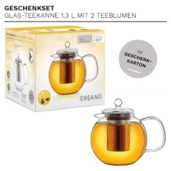 Teekannen-Geschenkset 1x Teekanne 1.3l Inkl. 2 Teeblumen Grüner + Weißer Tee 10 Teekannen-Geschenkset 1x Teekanne 1.3l Inkl. 2 Teeblumen Grüner + Weißer Tee -Küchenzubehör creano teekannen geschenkset 1x teekanne 1 3l inkl 2 teeblumen gruner weisser tee 2