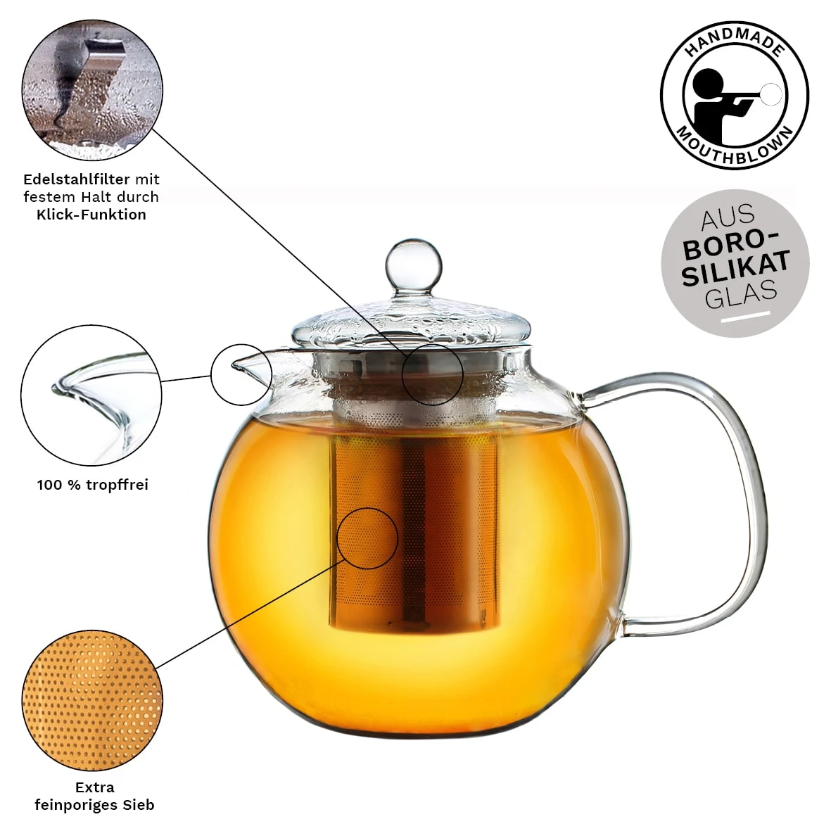 Teekannen-Geschenkset 1x Teekanne 1.3l Inkl. 2 Teeblumen Grüner + Weißer Tee 6 Teekannen-Geschenkset 1x Teekanne 1.3l Inkl. 2 Teeblumen Grüner + Weißer Tee – Bild 4