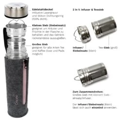 Thermo-Teamaker Grün, 400ml Mit Filztasche, + 3x Kräuter/Früchte Tee MIX 180gr -Küchenzubehör creano thermo teamaker grun 400ml mit filztasche 3x krauter fruchte tee mix 180gr 3