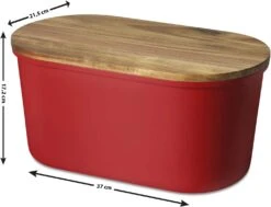 Brotbox Mit Holzdeckel "Fresh" 13 L In Rot -Küchenzubehör echtwerk brotbox mit holzdeckel fresh 13 l in rot 2