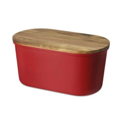 Brotbox Mit Holzdeckel "Fresh" 13 L In Rot
