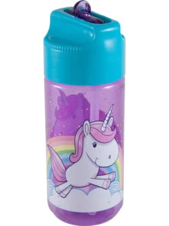 Trinkflasche "Einhorn" In Türkis/ Lila - (H)18 X Ø 6,5 Cm