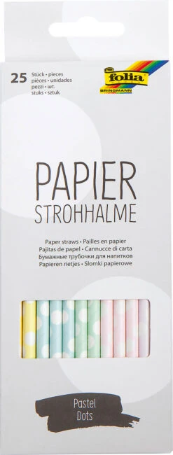 FOLIA Papierstrohhalme PASTEL DOTS, 25 Stück