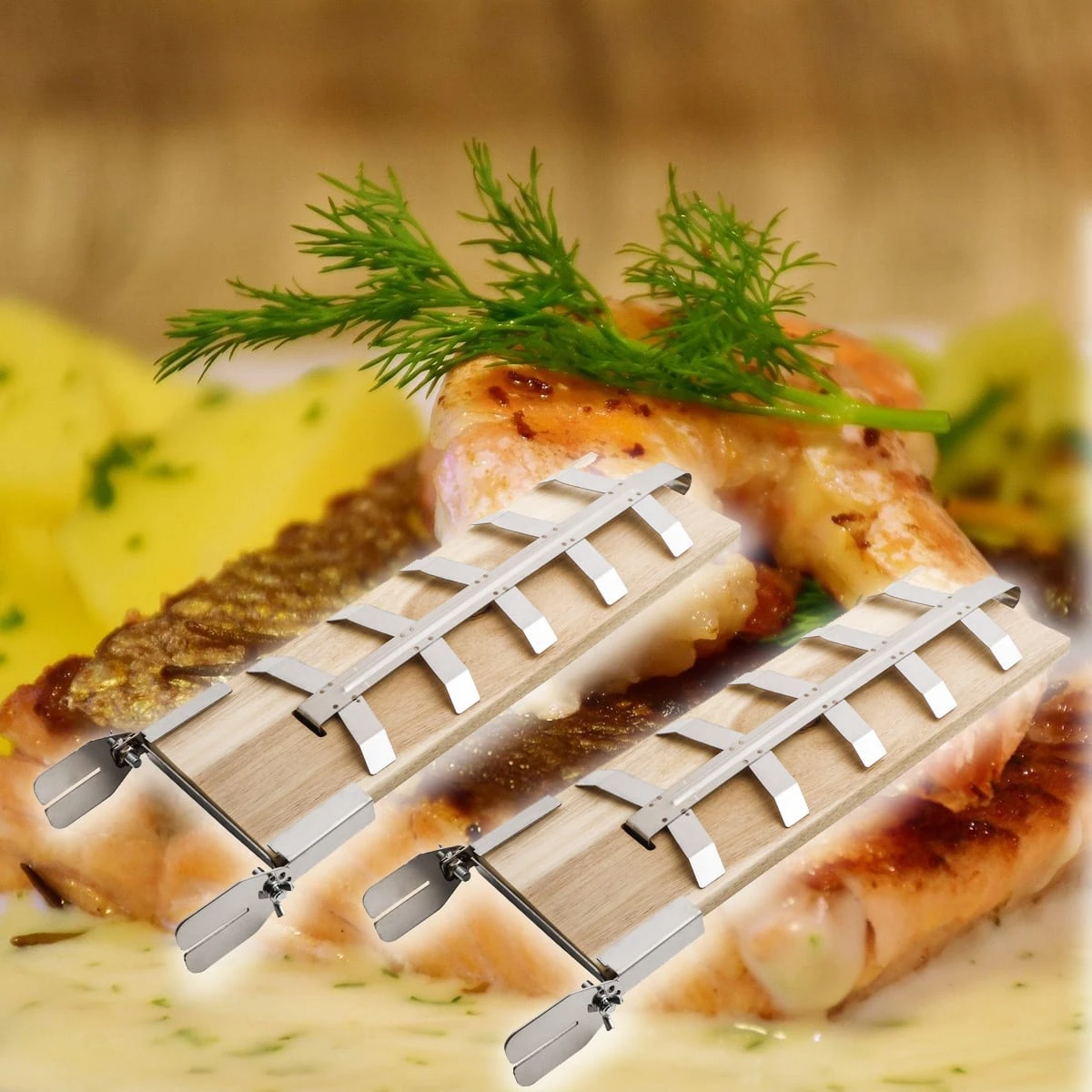 2er Set Flammlachsbrett In Braun 4 2er Set Flammlachsbrett In Braun – Bild 2