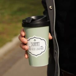 Coffee To Go Becher Sorry In Türkis - 400 Ml -Küchenzubehör geda labels coffee to go becher sorry in turkis 400 ml 2