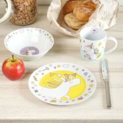 Kindergeschirr Einhorn Doodle 3teilig -Küchenzubehör geda labels kindergeschirr einhorn doodle 3teilig 1