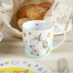 Kindergeschirr Einhorn Doodle 3teilig -Küchenzubehör geda labels kindergeschirr einhorn doodle 3teilig 2
