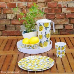 Tablett Zitronen In Weiß/Gelb - 30 Cm -Küchenzubehör geda labels tablett zitronen in weiss gelb 30 cm 1