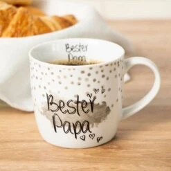 Tasse Bester Papa In Weiß/Silber - 300 Ml -Küchenzubehör geda labels tasse bester papa in weiss silber 300 ml 1