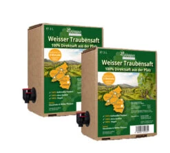 2 X 3 Liter-Box Weißer Traubensaft Aus Der Pfalz, Direktsaft, Vegan, Mild