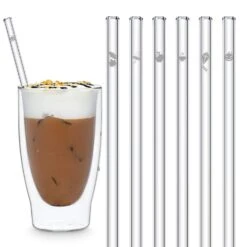 6er Set Trinkhalm: "Herbst" Glas-Strohhalme In Transparent - 20 Cm