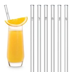 6er Set Trinkhalm: "Sea Life" Glas-Strohhalme In Transparent - 20 Cm