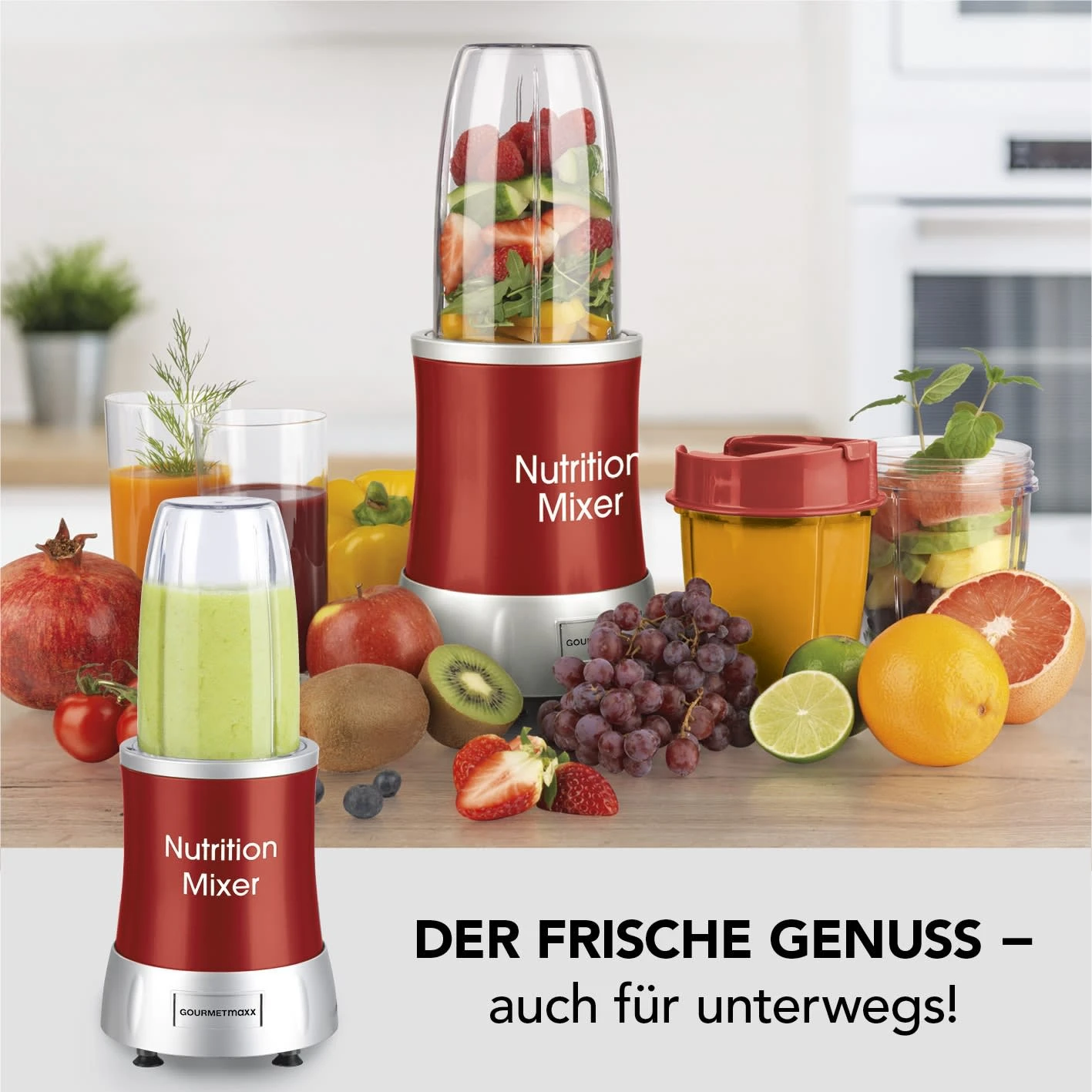 GOURMETmaxx Nutrition Mixer Deluxe - Edelstahl/rot 4 GOURMETmaxx Nutrition Mixer Deluxe - Edelstahl/rot – Bild 2