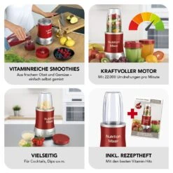 GOURMETmaxx Nutrition Mixer Deluxe - Edelstahl/rot 10 GOURMETmaxx Nutrition Mixer Deluxe - Edelstahl/rot -Küchenzubehör maxxme gourmetmaxx nutrition mixer deluxe edelstahl rot 2