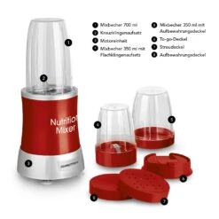 GOURMETmaxx Nutrition Mixer Deluxe - Edelstahl/rot 12 GOURMETmaxx Nutrition Mixer Deluxe - Edelstahl/rot -Küchenzubehör maxxme gourmetmaxx nutrition mixer deluxe edelstahl rot 4