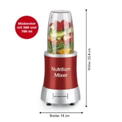 GOURMETmaxx Nutrition Mixer Deluxe - Edelstahl/rot 13 GOURMETmaxx Nutrition Mixer Deluxe - Edelstahl/rot -Küchenzubehör maxxme gourmetmaxx nutrition mixer deluxe edelstahl rot 5