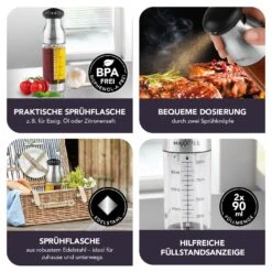 MAXXMEE Sprühflasche Essig & Öl 200 Ml -Küchenzubehör maxxme maxxmee spruhflasche essig and ol 200 ml 2