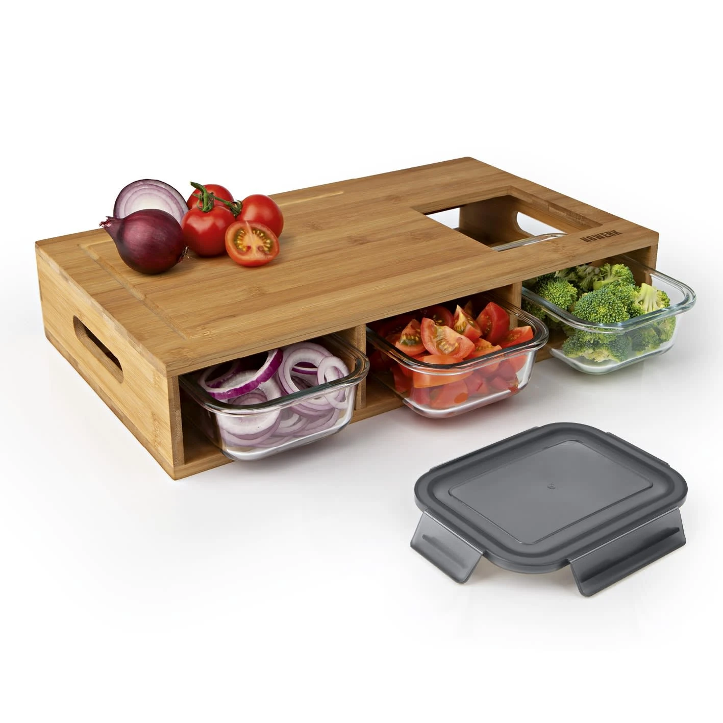 Schneidebrett Bambus Küchenbrett Set Holz Brett Auffangschalen Frischhaltedosen 3 Schneidebrett Bambus Küchenbrett Set Holz Brett Auffangschalen Frischhaltedosen