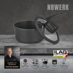 Stielkasserolle Stieltopf Kochtopf Topf 18 Cm Induktion N8WERK Midnight Edition -Küchenzubehör n8werk stielkasserolle stieltopf kochtopf topf 18 cm induktion n8werk midnight edition 1