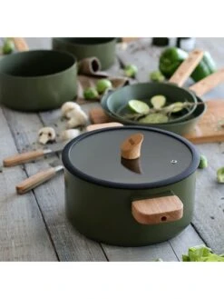 2tlg. Topf-Set "Ector" In Khaki - Ø 24 Cm -Küchenzubehör ogo living 2tlg topf set ector in khaki o 24 cm 3