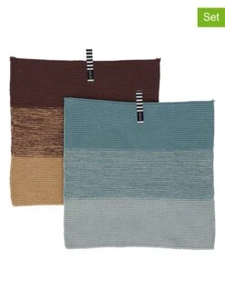 2er-Set: Geschirrtücher "Niji" In Braun/ Hellblau - (L)25 X (B)25 Cm