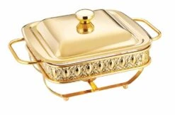 Pasabahce 1,8L Speisewärmer Hitzebeständig Mit Deckel In Gold