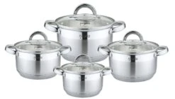 Platinum 8tlg. Edelstahl Kochtopf-Set In Silber