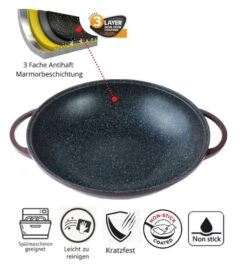 Platinum Aluguss Wok Bratpfanne Ø36cm Mit Deckel In Schwarz -Küchenzubehör platinum aluguss wok bratpfanne o36cm mit deckel in schwarz 3