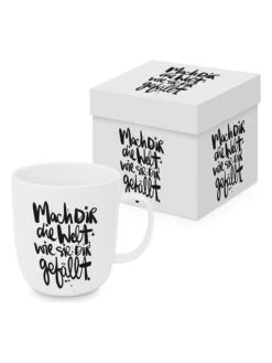 Jumbotasse "Mach Dir Die Welt" In Weiß - 350 Ml
