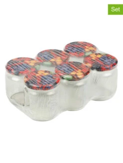 6er-Set: Einmachgläser In Transparent/ Bunt - 540 Ml