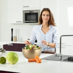 3 X Salatschüssel In Rosa/ Gold - Ø 20 Cm -Küchenzubehör relaxdays 3 x salatschussel in rosa gold o 20 cm 2