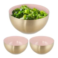 3 X Salatschüssel In Rosa/ Gold - Ø 20 Cm