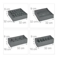 4 Tlg. Unterwäsche Organizer In Hellgrau -Küchenzubehör relaxdays 4 tlg unterwasche organizer in hellgrau 3