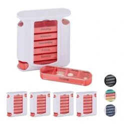 5x Pillendose In Weiß/ Rot