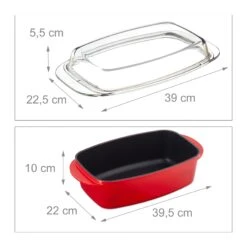 Bräter Mit Deckel In Rot -Küchenzubehör relaxdays brater mit deckel in rot 3