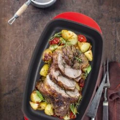 Bräter Mit Deckel In Rot -Küchenzubehör relaxdays brater mit deckel in rot 4