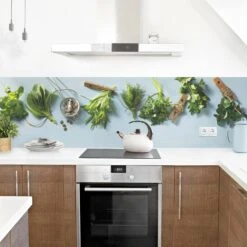 Küchenrückwand - Gebündelte Kräuter In Grün -Küchenzubehör wallart kuchenruckwand gebundelte krauter in grun 3