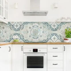 Küchenrückwand - Holzpaneel Persisch Vintage I In Weiß -Küchenzubehör wallart kuchenruckwand holzpaneel persisch vintage i in weiss 2