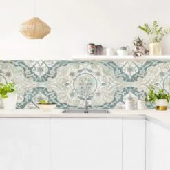 Küchenrückwand - Holzpaneel Persisch Vintage I In Weiß -Küchenzubehör wallart kuchenruckwand holzpaneel persisch vintage i in weiss 3