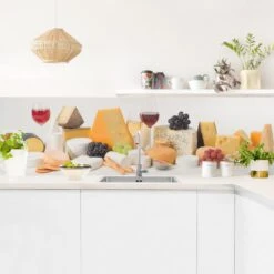 Küchenrückwand - Käse-Variationen In Gelb -Küchenzubehör wallart kuchenruckwand kase variationen in gelb 2